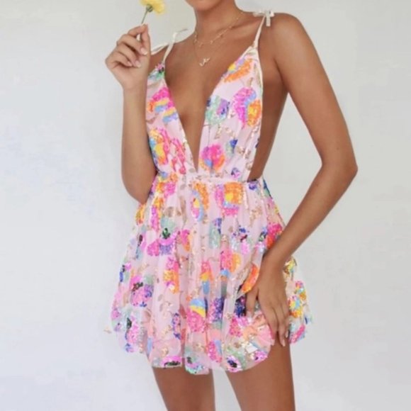 City Feathers Dresses & Skirts - Embroidered Confetti Evening A-line Dress